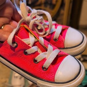 Converse Pink and White Canvas Sneakers with Rubber Toe Cap